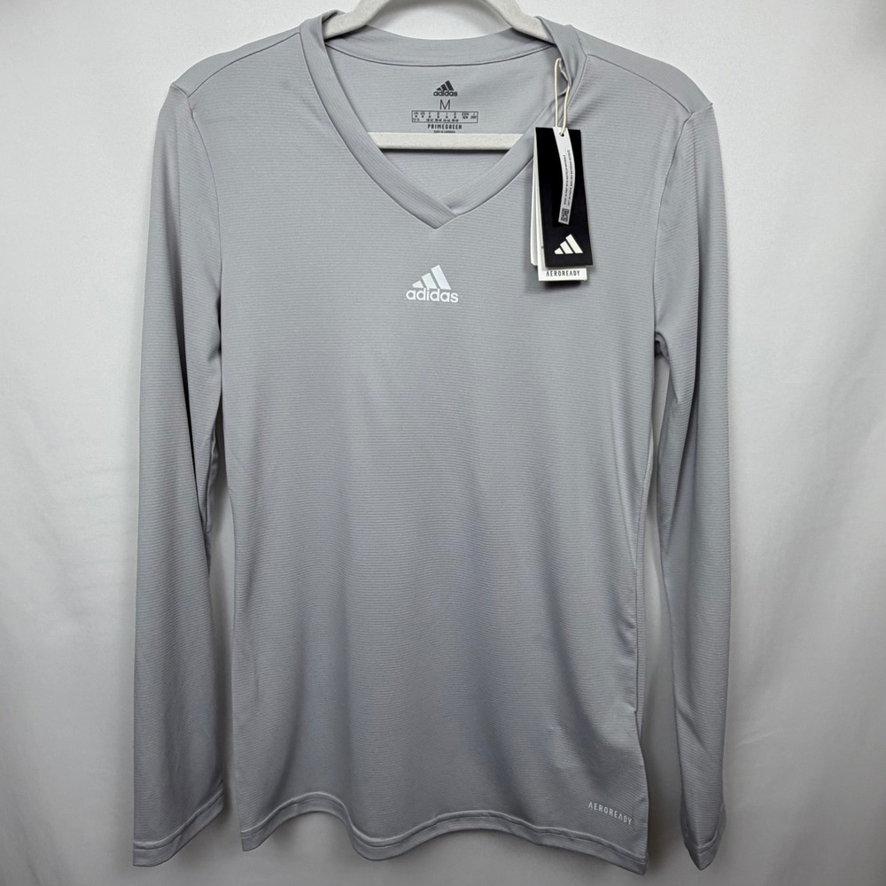 Adidas Team Base Tee W Womens Medium Grey Long Sleeve Soccer Jersey GN5717 NEW